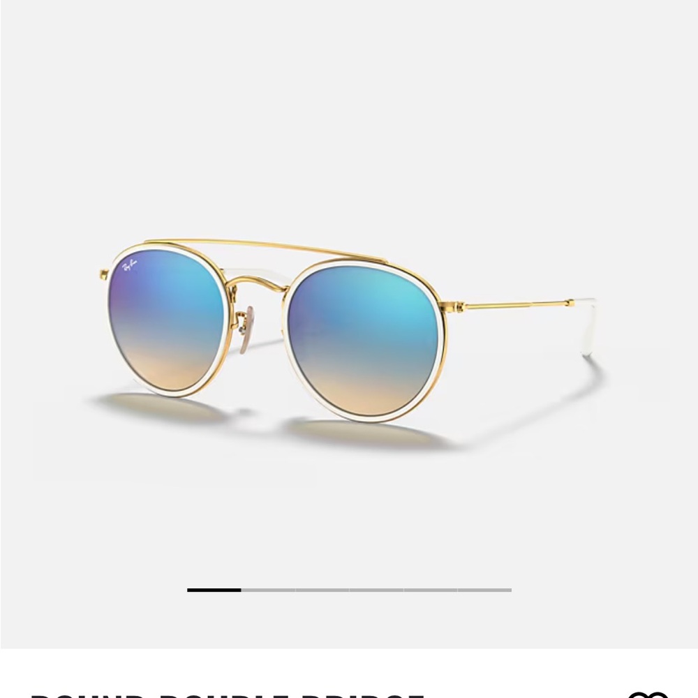 Ray-Ban Gold Frame with Blue Gradient Lenses OS